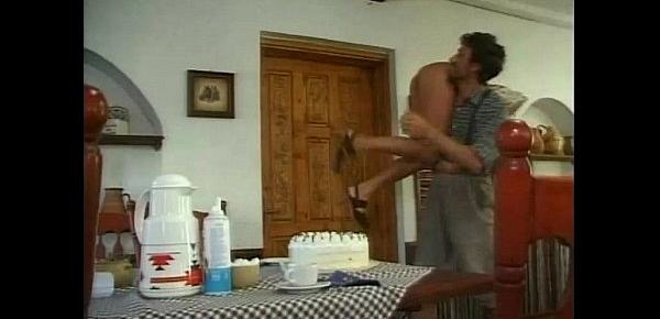  Young cleaning lady brutally banged by rough farmer!